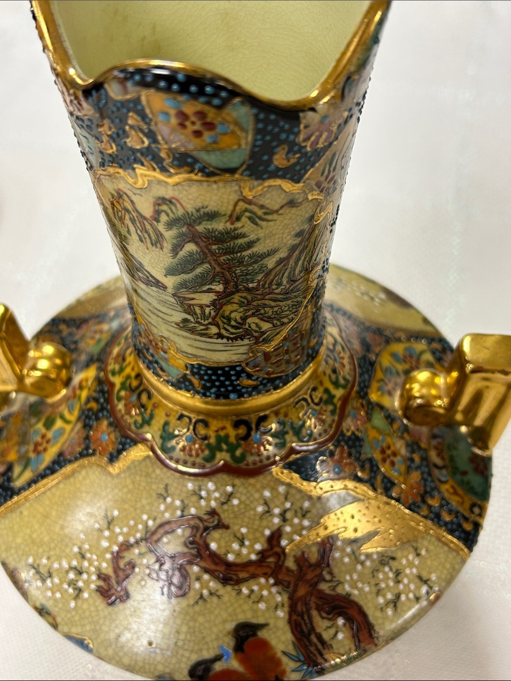 Vintage 10" Chinese Satsuma Style Gilt Vase" image 5